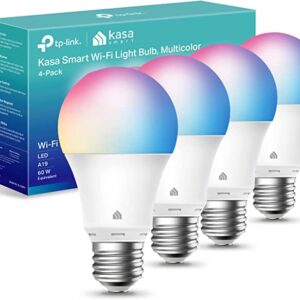 Kasa Smart Light Bulbs, Full Color Changing Dimmable Smart WiFi Bulbs Compatible with Alexa and Google Home, 4 Pack
