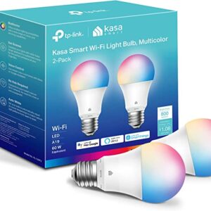 Kasa Smart Light Bulbs, Full Color Changing Dimmable Smart WiFi Bulbs Compatible with Alexa and Google Home, 2 Pack